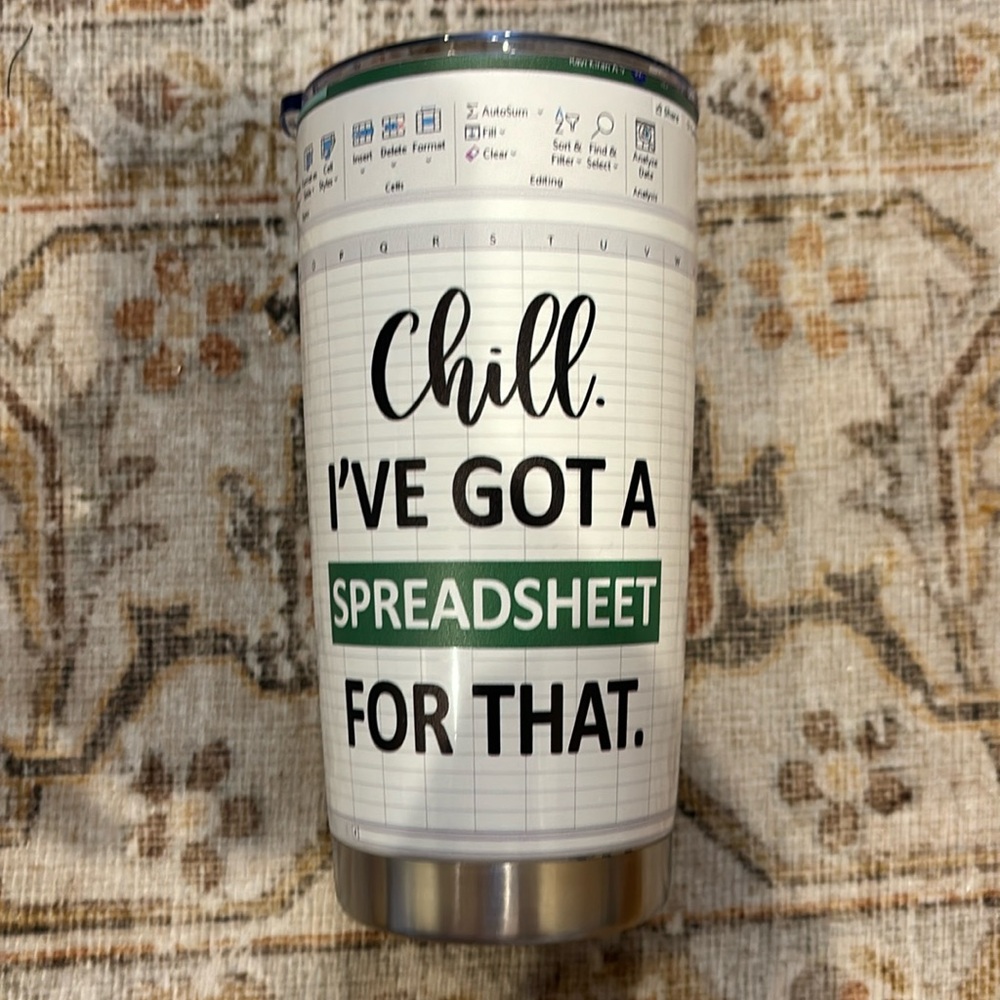 New In Box Excel Lovers Travel Mug